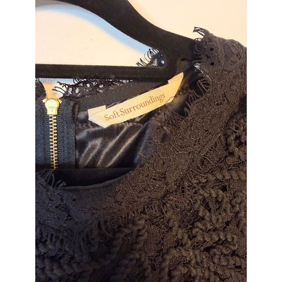 Soft Surroundings Black Lace Long Sleeve Top Sheer Floral Lace Size S - Picture 5 of 9
